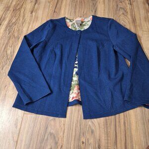 Chicos Ponte Soft Crossover Solid Indigo blue jacket size 2